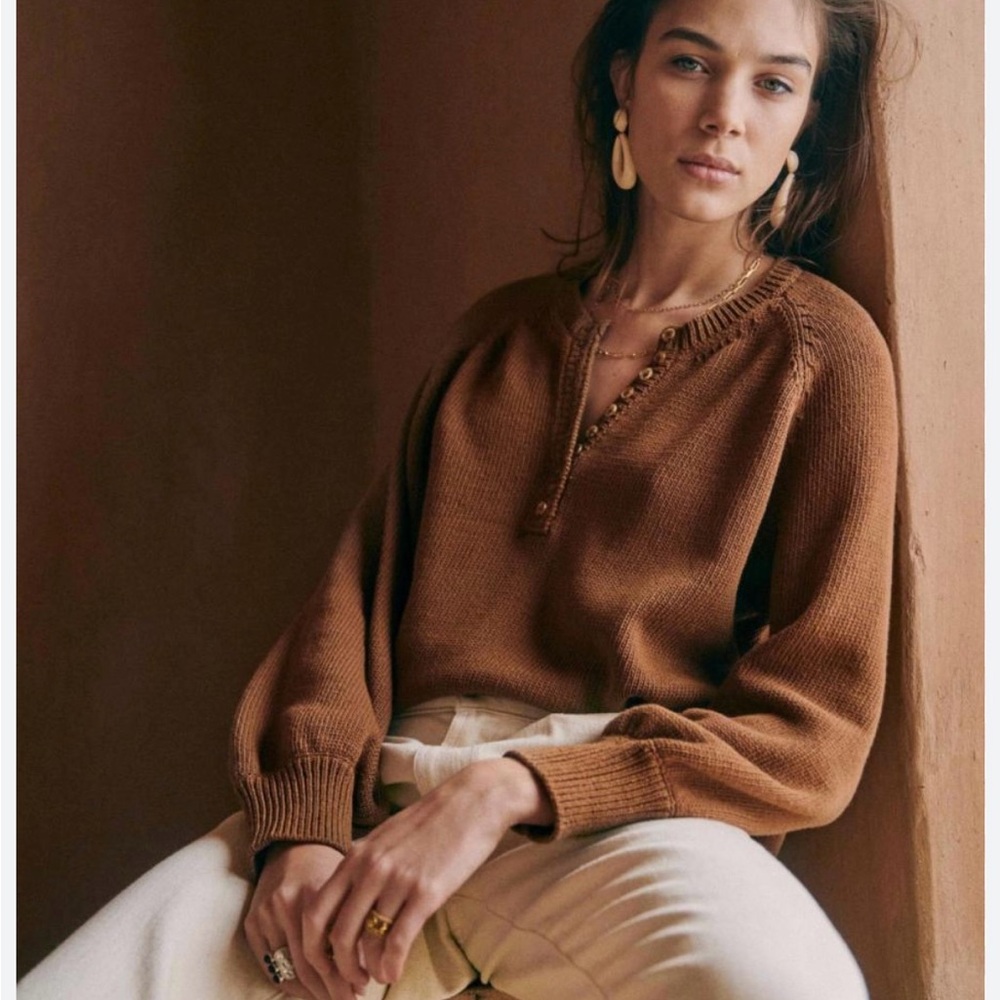 Sezane Léontine Jumper Sweater in Coffee Size M Medium